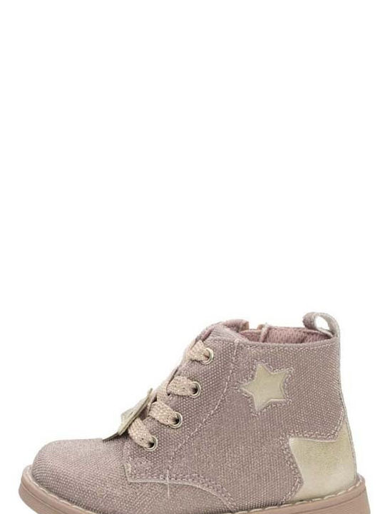 Chicco Kids PU Leather Military Boots with Zipper Pink