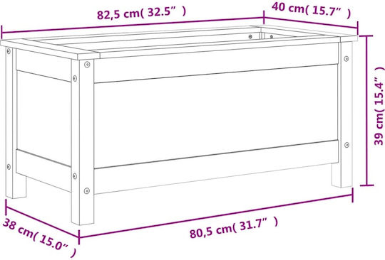 vidaXL Planter Box Lemn Maro 82.5x40x39cm.