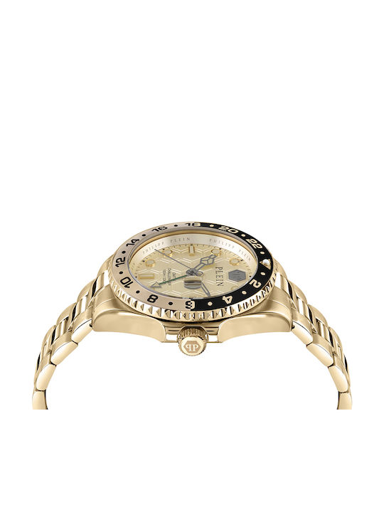 Philipp Plein Hyper Men's Watch 44mm Battery With Gold Metal Bracelet