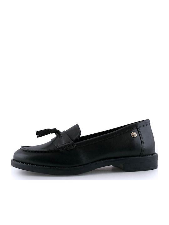 Leather Women's Loafers in Black Color