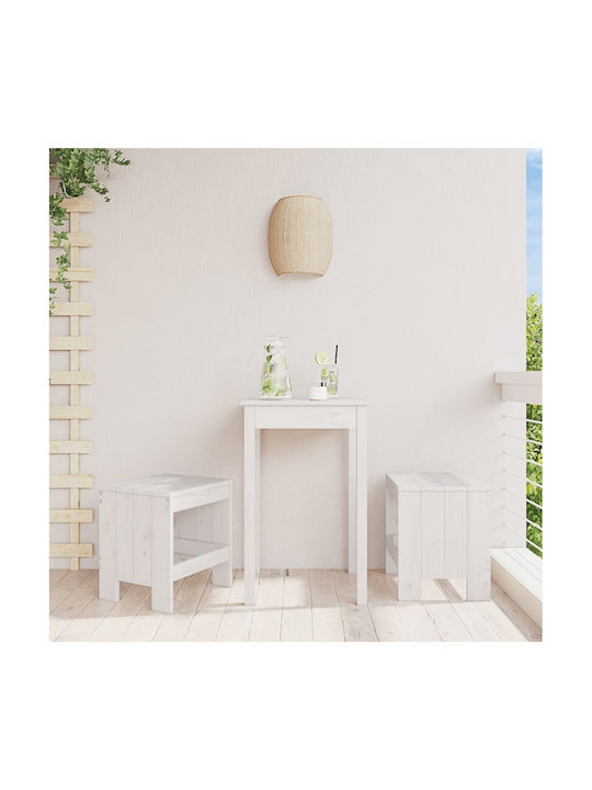 Wooden Garden Stool White 2 Pieces 40x36x45cm