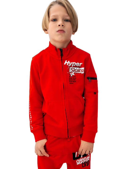 Kinder-Sweatshirt Strickjacke mit Kapuze Rote