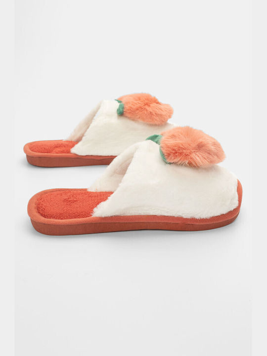 Luigi Women's Slippers with Fur Orange