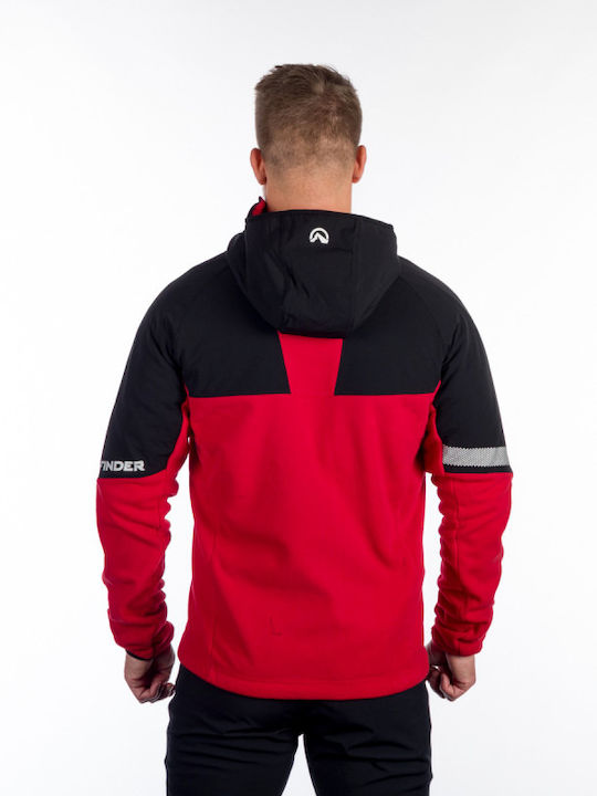 Ανδρική Ζακέτα Fleece με Κουκούλα Κόκκινη