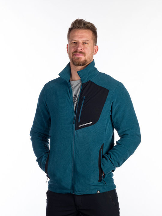 Northfinder Jachetă Fleece pentru Bărbați cu Fermoar Albastru