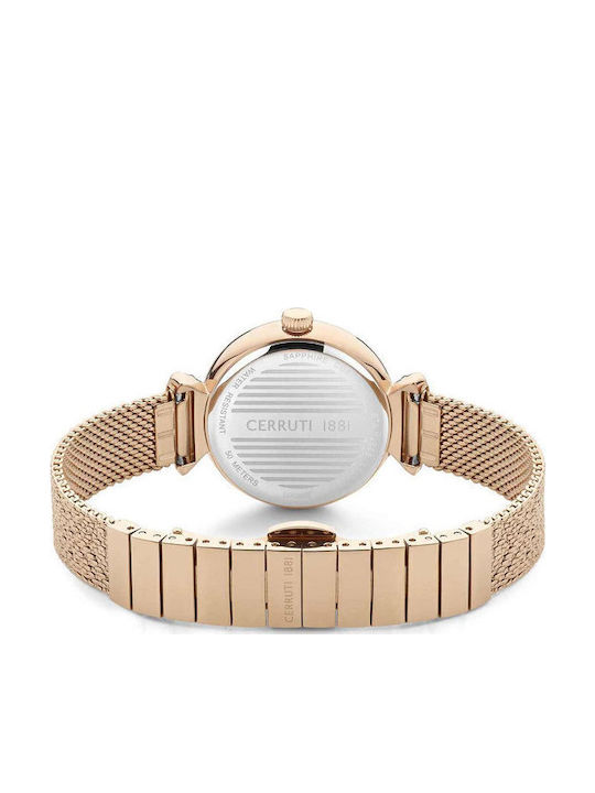 Cerruti Cerrisi Crystals Ceas de Damă cu Rose Gold Brățară Metalică