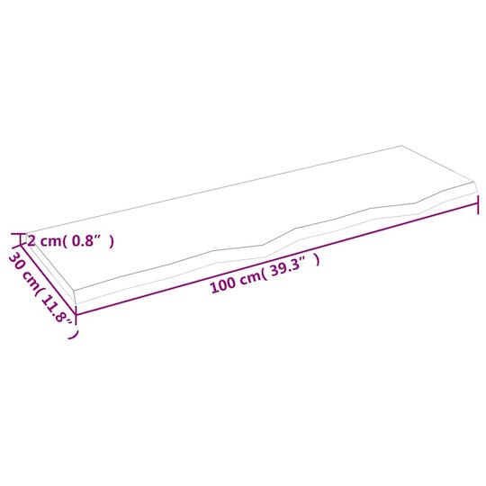 vidaXL Countertop without Sink L100xW30xH2cm Brown