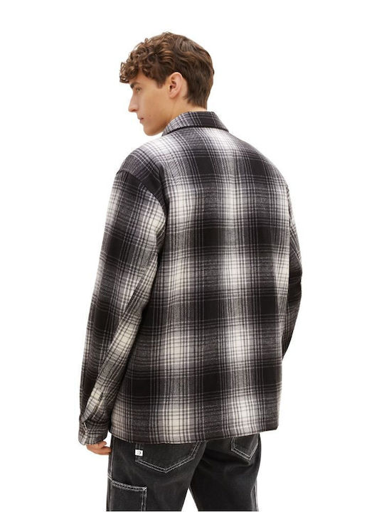 Long Sleeve Overshirt Checked Gray