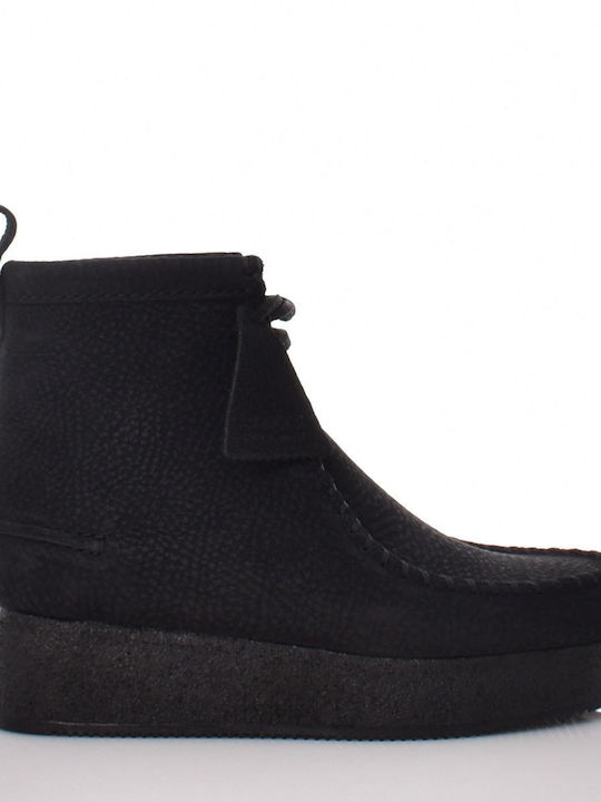 Clarks Wallabee Women's Leather Medium Heel Boots Black