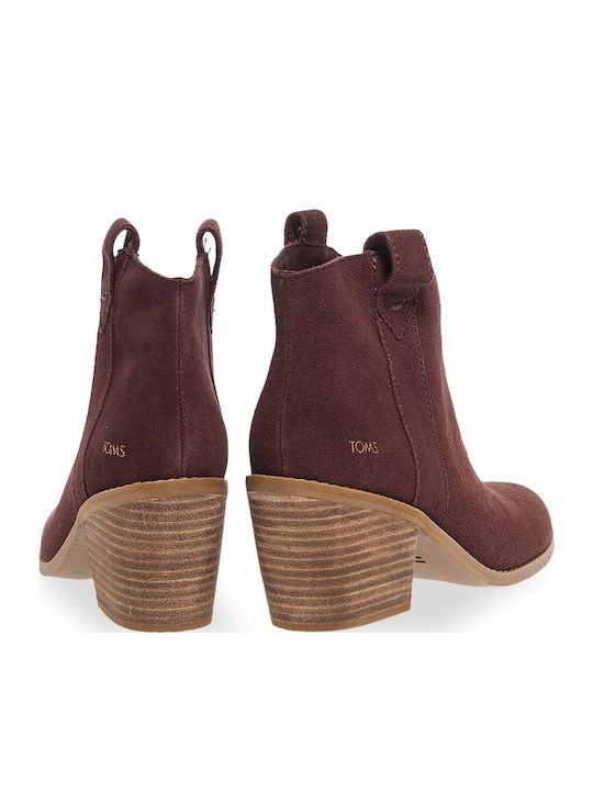 Wildleder Damen Cowboy-Stiefeletten Braun