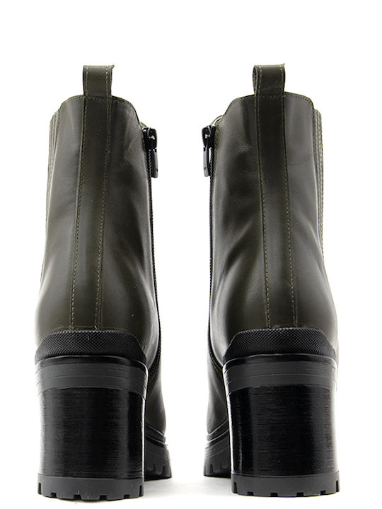 Leather Women's Chelsea Ankle Boots Khaki