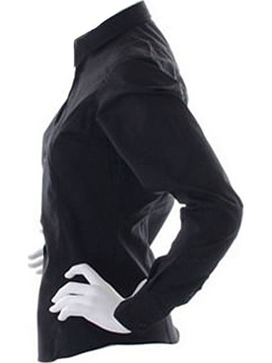Langärmelig Damen Hemd Schwarz Monochrom