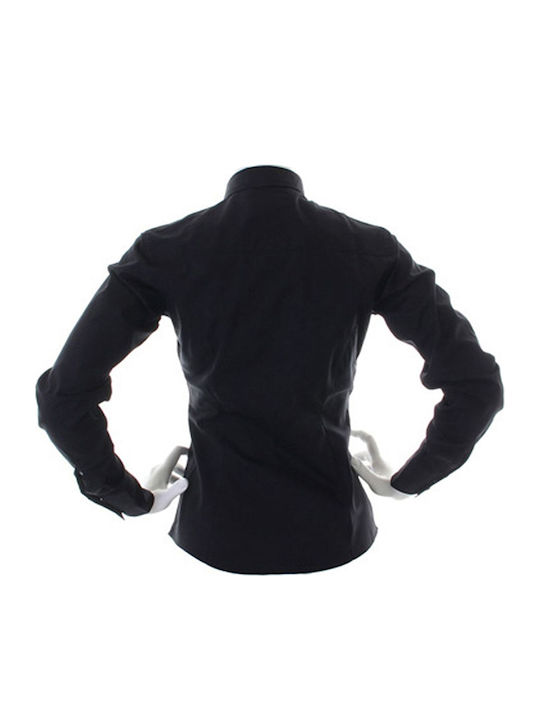 Langärmelig Damen Hemd Schwarz Monochrom