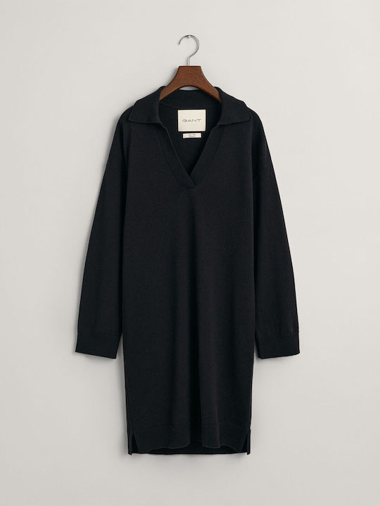 Mini Dress Long Sleeve Knitted Black