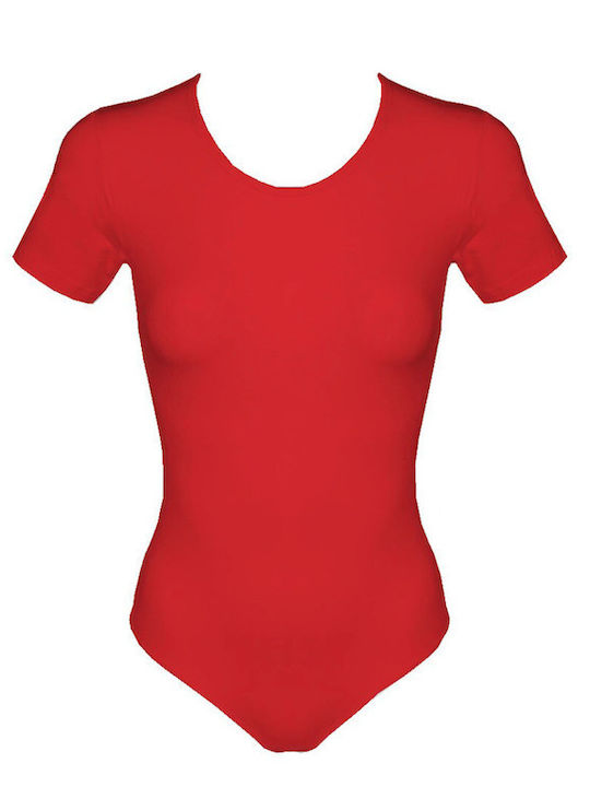 Helios Lingerie Short Sleeve Bodysuit 80687 Slim Fit Red 80687-00