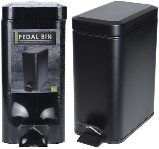 Metallic Waste Bin with Pedal Black 5L