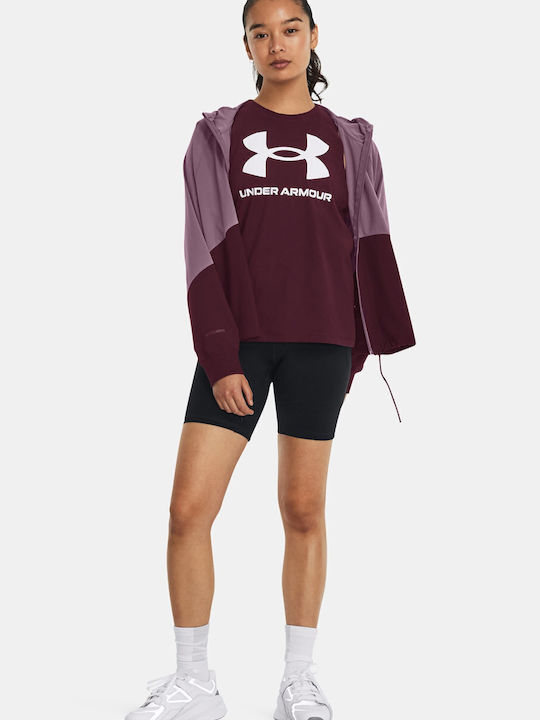 Women's Running Short Sports Jacket Windproof for Spring or Autumn Purple