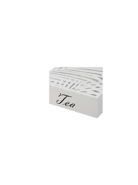 Κουτί για Τσάι με Καπάκι Ξύλινο Λευκό 24x7x24cm