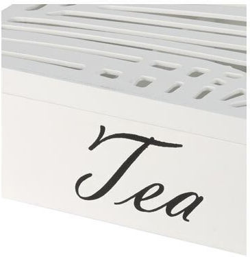 Κουτί για Τσάι με Καπάκι Ξύλινο Λευκό 16.5x7x24cm