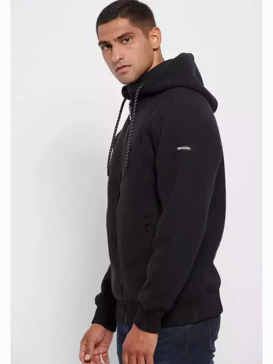 Funky Buddha Men's Sweatshirt Jacket with Hood and Pockets Black