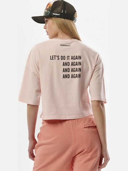 Bluza Damă Sport Oversized Crop Tricou Roz