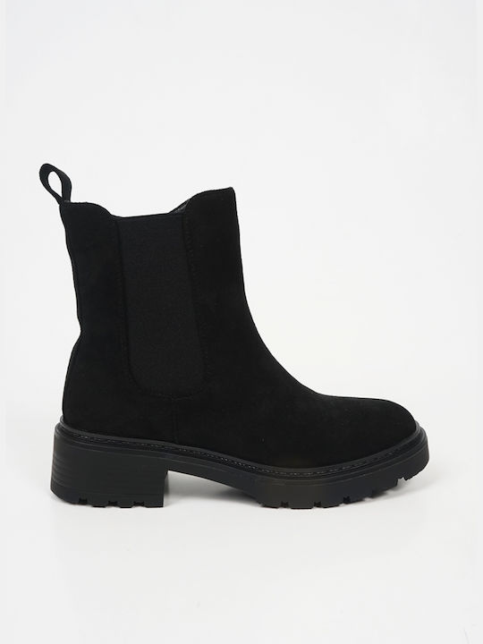 Piazza Shoes Women's Suede Chelsea Boots Black