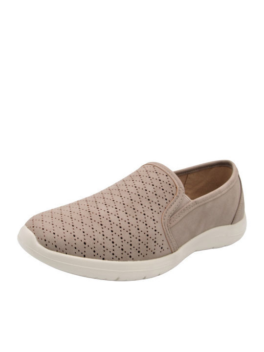 Damen Slip-Ons Leder Beigen