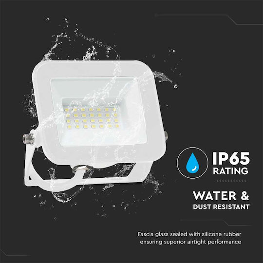 V-TAC Στεγανός Προβολέας LED 30W Ψυχρό Λευκό 6500K IP65