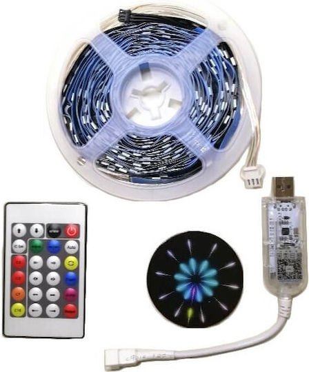 GlobalExpress Ταινία LED USB 5V RGB Φως 2m με Τροφοδοτικό & Τηλεχειριστήριο