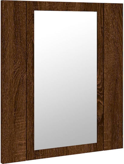 vidaXL Rechteckiger Badezimmerspiegel LED aus MDF mit Schrank 40x12cm Braun