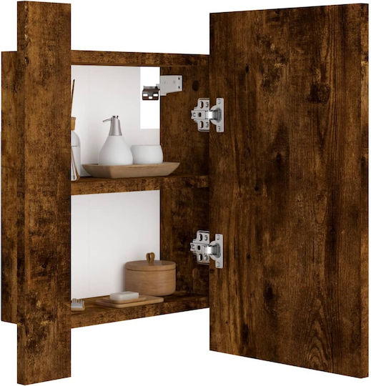 vidaXL Rectangular Bathroom Mirror Led made of Plastic with Cabinet 40x45cm Brown