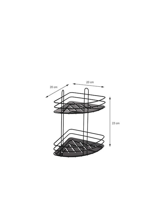Corner Wall Mounted Bathroom Shelf Metallic 20x20x23cm Black