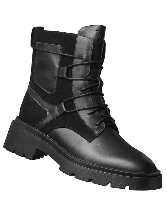 19V69 Leder Damen Knöchelstiefel Schwarz