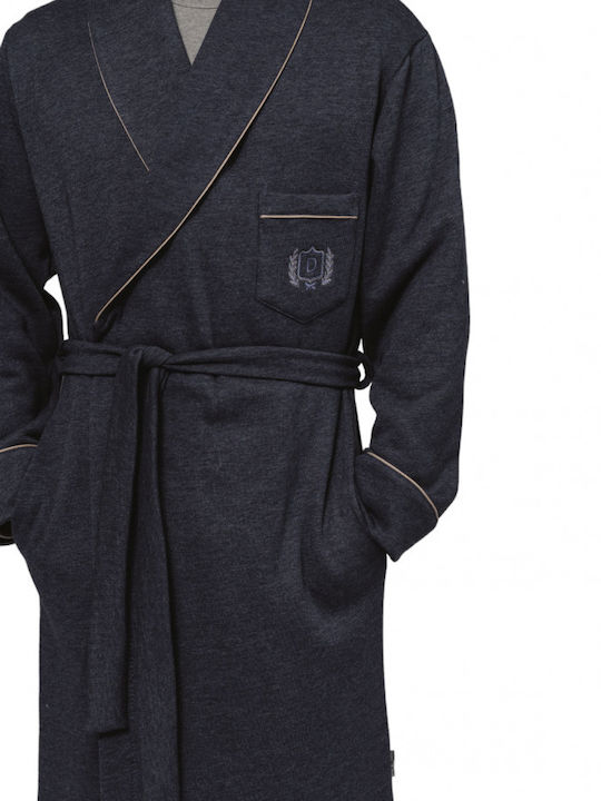 Αφοί Γιαννακόπουλοι Men's Winter Fleece Pajama Robe Blue