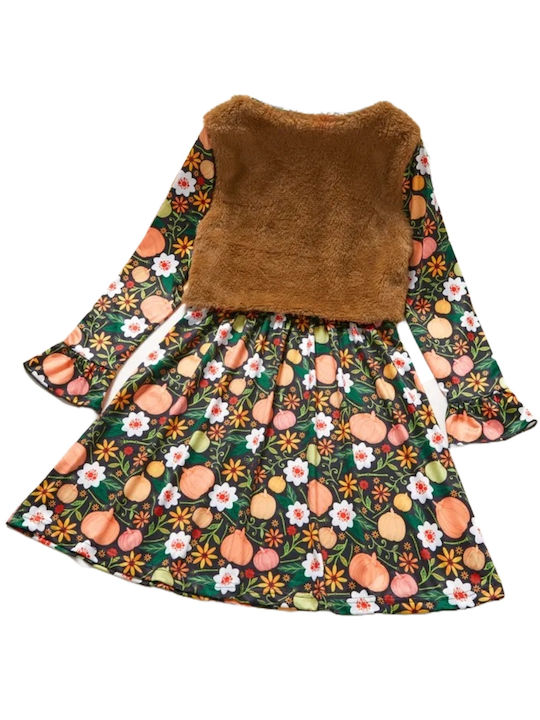 TakTakBaby Kids Dress Set with Coat Long Sleeve Brown