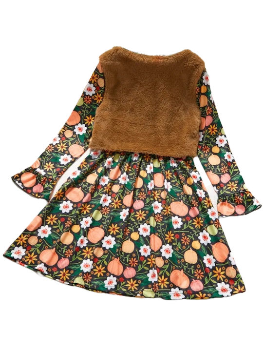 TakTakBaby Mädchen Kleid Set mit Mantel Langärmelig Braun