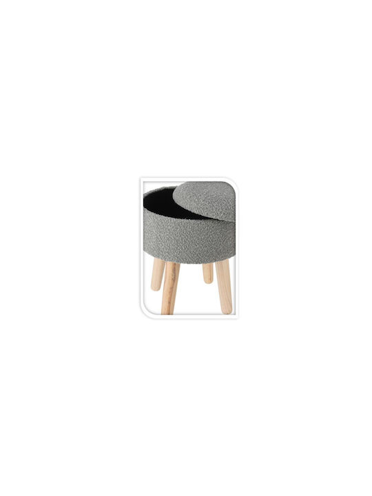 Stool For Living Room With Storage Space Upholstered with Fabric Grey 29x29x34cm