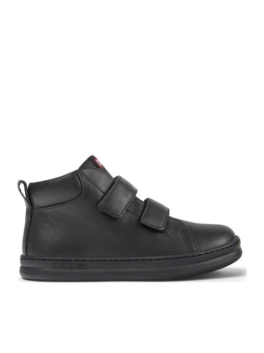 Runner Four Lederne Kinderstiefeletten mit Klettverschluss Schwarz
