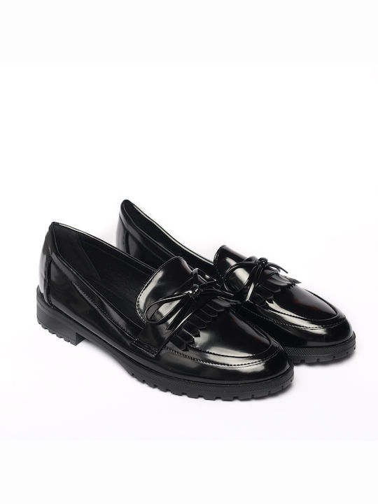 Malesa Patent Leather Women's Moccasins in Black Color