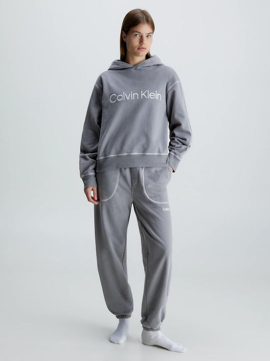 Calvin Klein Χειμερινή Γυναικεία Βαμβακερή Μπλούζα Πιτζάμας Γκρι Calvin Klein Χειμερινή Γυναικεία Βαμβακερή Μπλούζα Πιτζάμας Γκρι