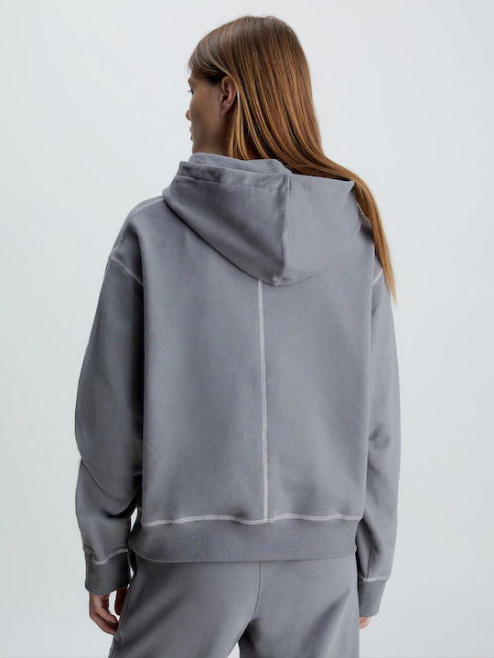 Calvin Klein Χειμερινή Γυναικεία Βαμβακερή Μπλούζα Πιτζάμας Γκρι