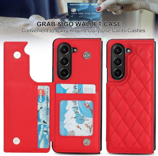 Puff Rhombus Back Cover Synthetic Leather Red (Galaxy Z Flip5)