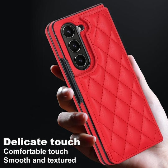 Puff Rhombus Back Cover Synthetic Leather Red (Galaxy Z Flip5)