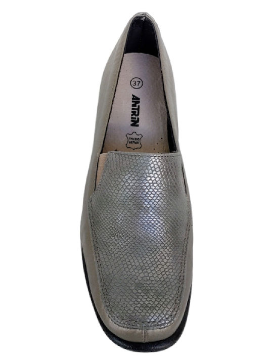 Δερμάτινα Γυναικεία Loafers σε Ασημί Χρώμα