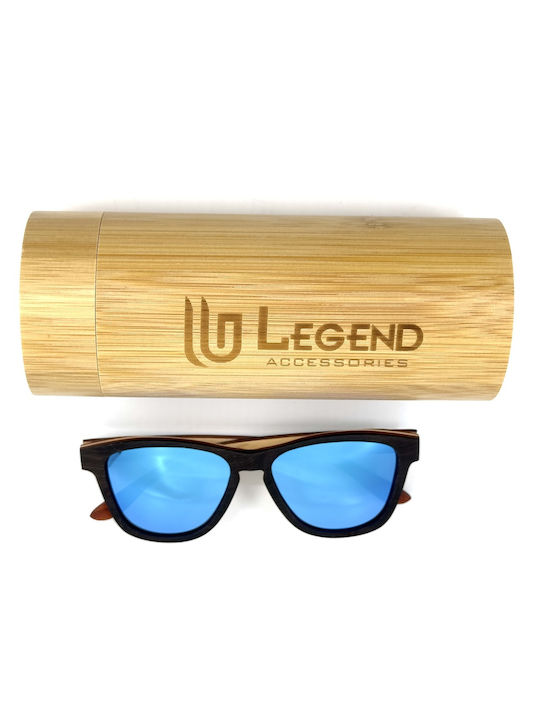 Legend Accessories Sunglasses with Green Wooden Frame and Black Polarized Lens LGD-WS-514