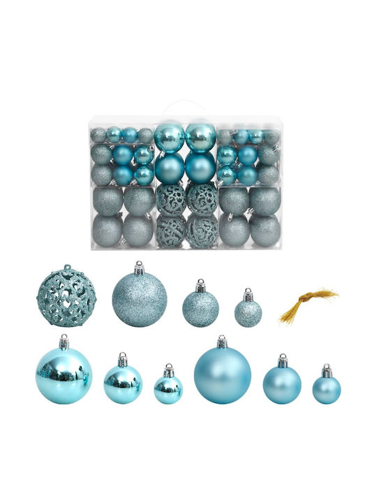 vidaXL Weihnachtshänger Kugel Ornament Glas Türkis mit Goldstaub 24cm Set 100Stück