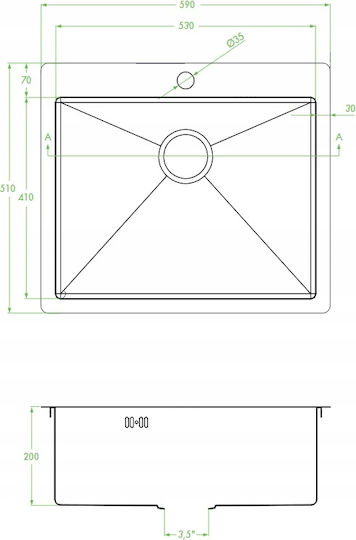 Laveo Υποκαθήμενος Νεροχύτης Inox Μ59xΠ51cm Ροζ
