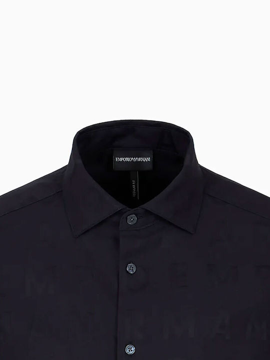 Emporio Armani Men's Shirt Long Sleeve Cotton Navy Blue