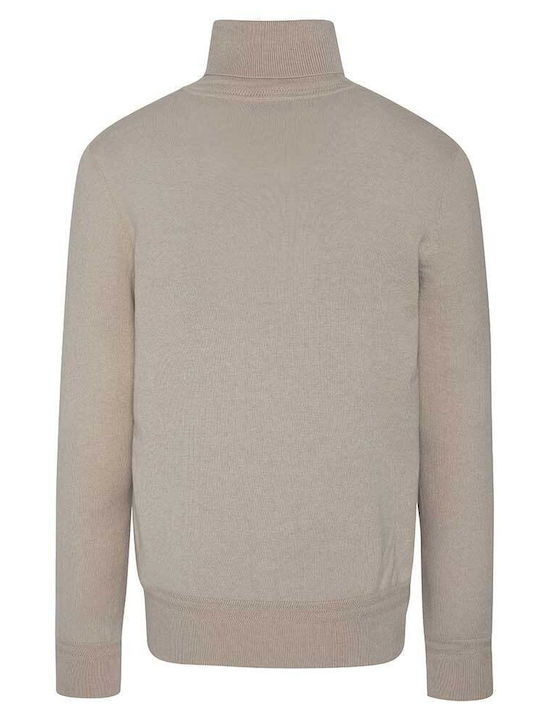 Schott Men's Long Sleeve Sweater Turtleneck Beige