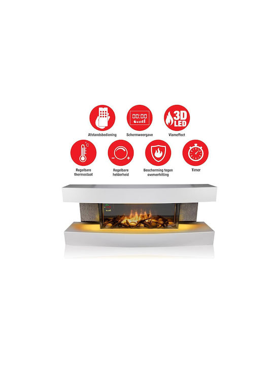 Classic Fire Montreal Boden Elektrischer Kamin 2000W 119.8x30cm Weiß